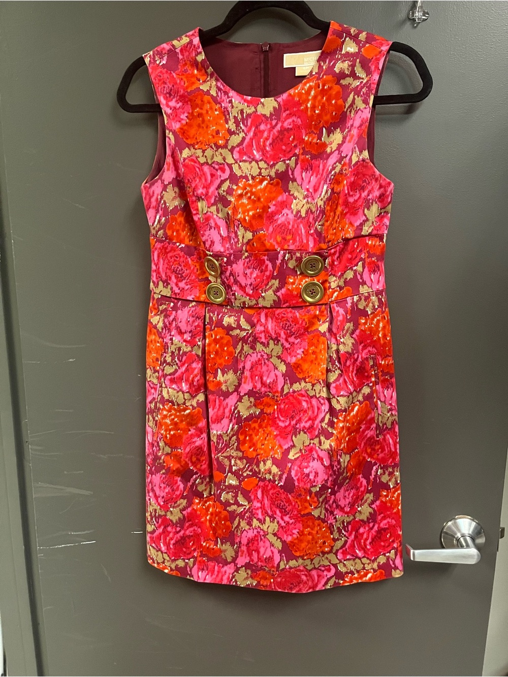 Michael Kors Pink and Orange Floral Sheath Dress
